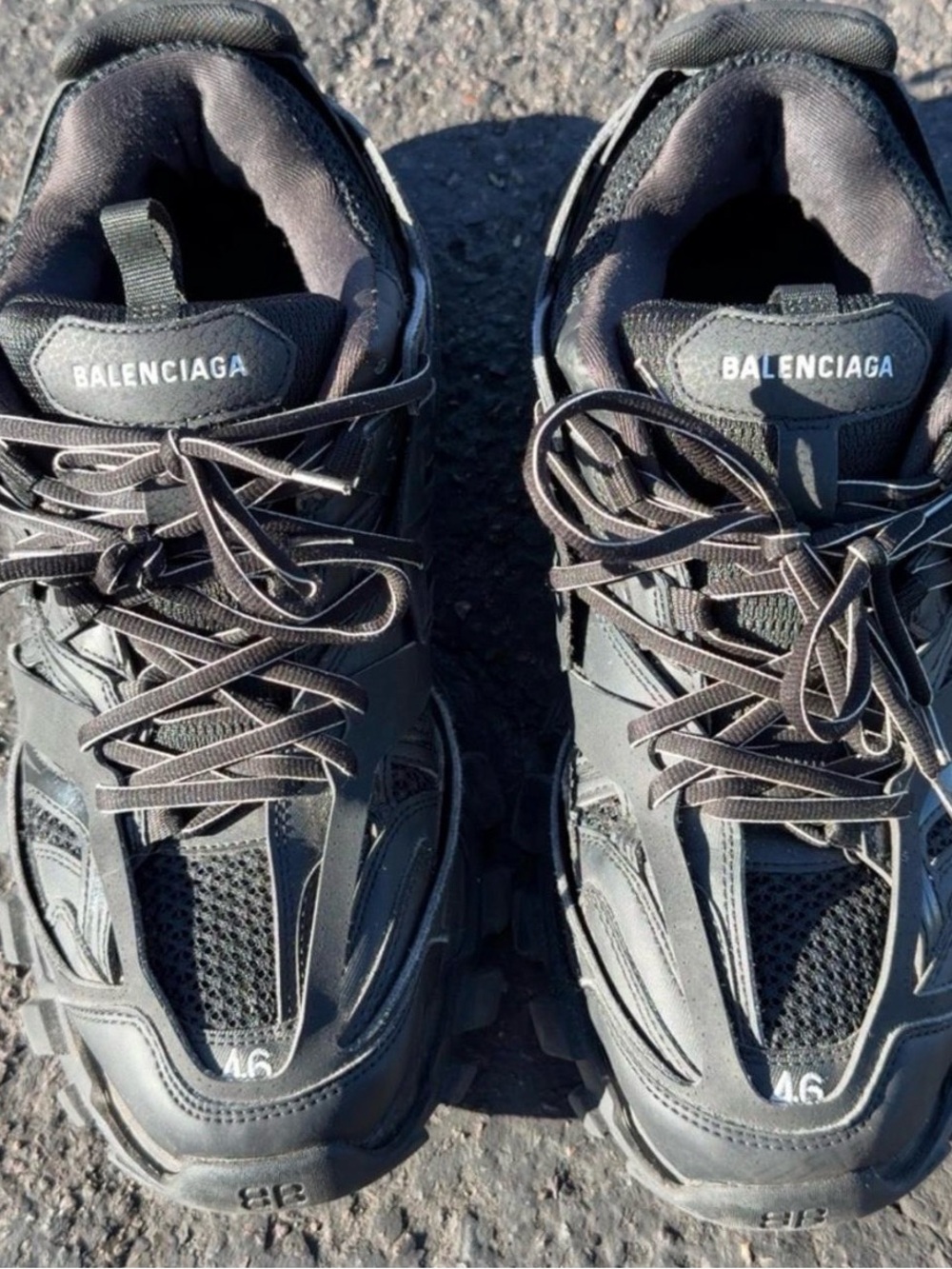Balenciaga Men's Black Layered Runner Sneakers